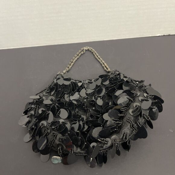 Vintage Page D. Black Beaded Evening Mini Purse Bag Clutched Victorian - Picture 2 of 6